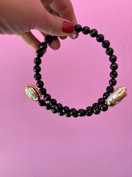 INCANTEVOLE -  Chocker flessibile contrarié  onice con terminali inserti dorati