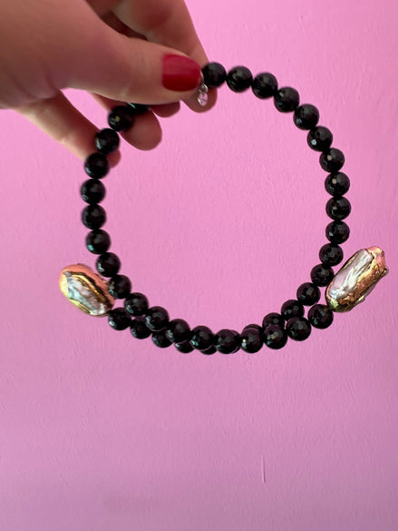 INCANTEVOLE -  Chocker flessibile contrarié  onice con terminali inserti dorati