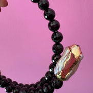 INCANTEVOLE -  Chocker flessibile contrarié  onice con terminali inserti dorati