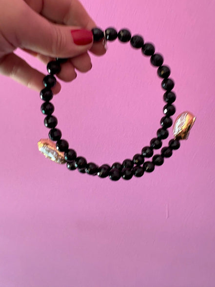 INCANTEVOLE -  Chocker flessibile contrarié  onice con terminali inserti dorati