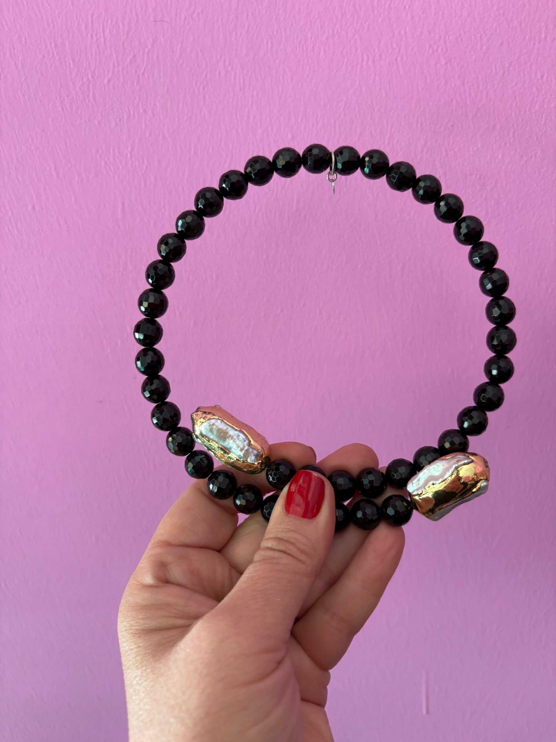 INCANTEVOLE -  Chocker flessibile contrarié  onice con terminali inserti dorati