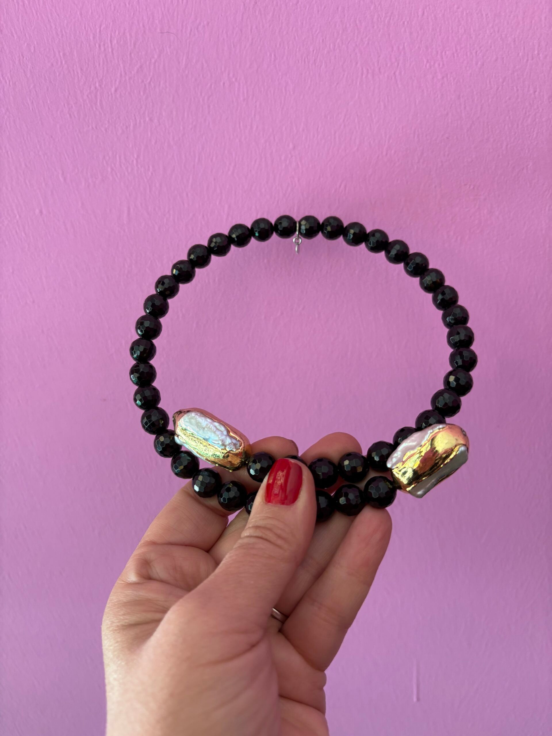 INCANTEVOLE -  Chocker flessibile contrarié  onice con terminali inserti dorati