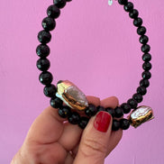 INCANTEVOLE -  Chocker flessibile contrarié  onice con terminali inserti dorati