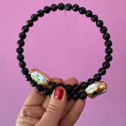 INCANTEVOLE -  Chocker flessibile contrarié  onice con terminali inserti dorati