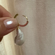 Orecchini  - argento 925 giallo con grandi perle coltivate barocche