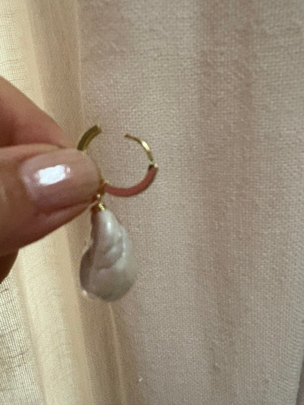 Orecchini  - argento 925 giallo con grandi perle coltivate barocche