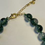 Collana JAIPUR - Quarzo fantasma verde e pendente quarzo fragola cuore