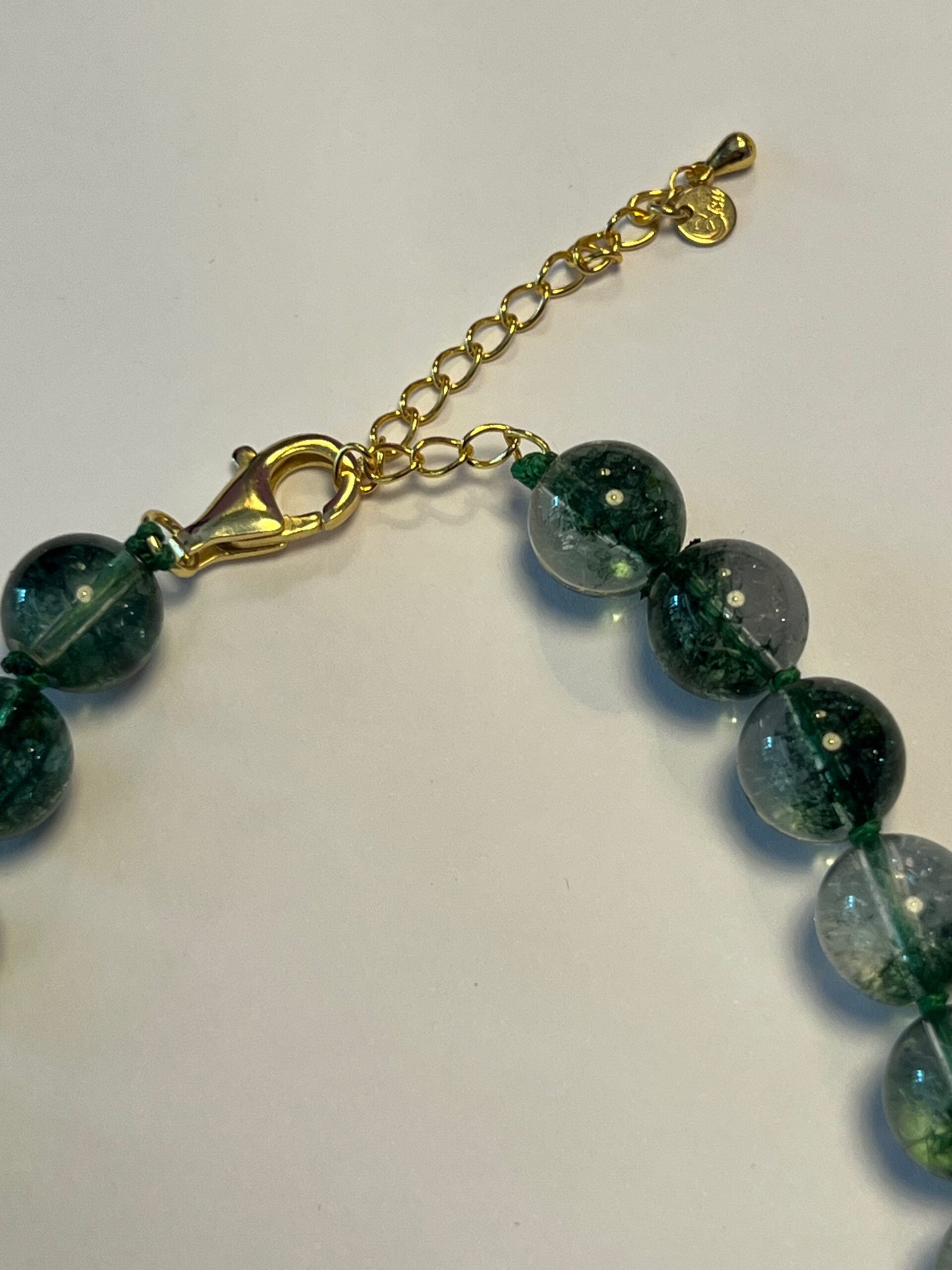 Collana JAIPUR - Quarzo fantasma verde e pendente quarzo fragola cuore