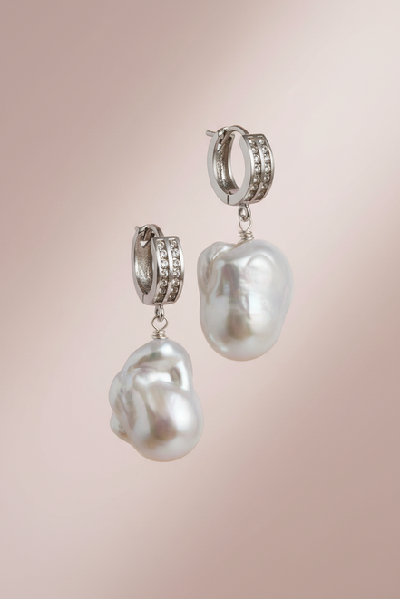 Orecchini  - argento 925 con grandi perle coltivate barocche