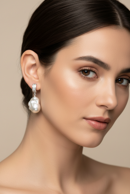 Orecchini  - argento 925 con grandi perle coltivate barocche
