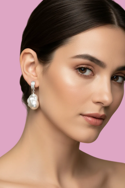 Orecchini  - argento 925 con grandi perle coltivate barocche