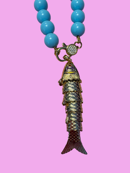 Collana OCEANO - Turchese  mm 10 - chiusura gioiello argento 925 - cm 60