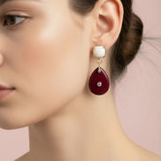 Orecchini  -JAIPUR  corniola goccia e agata bianca argento 925 gold