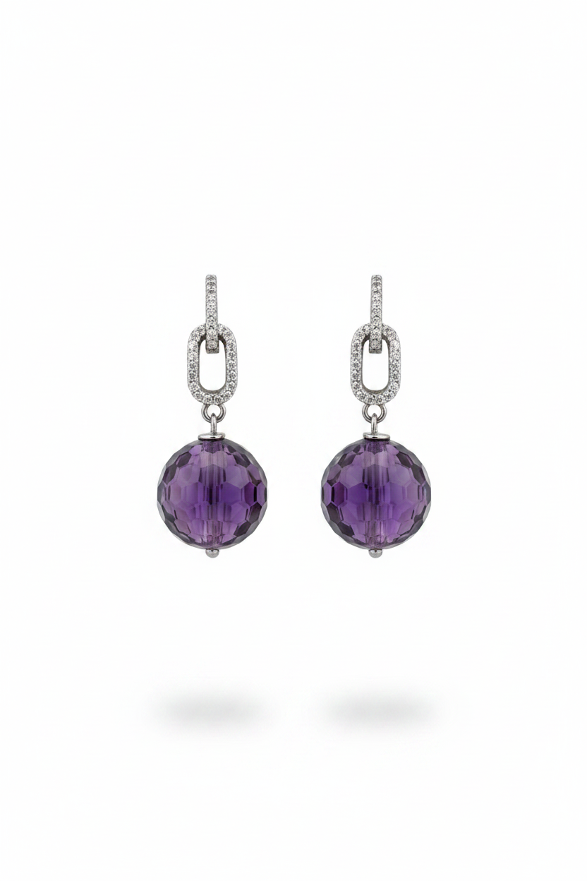 Orecchini  -  sfera ametista e argento 925