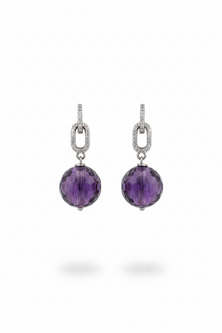 Orecchini  -  sfera ametista e argento 925