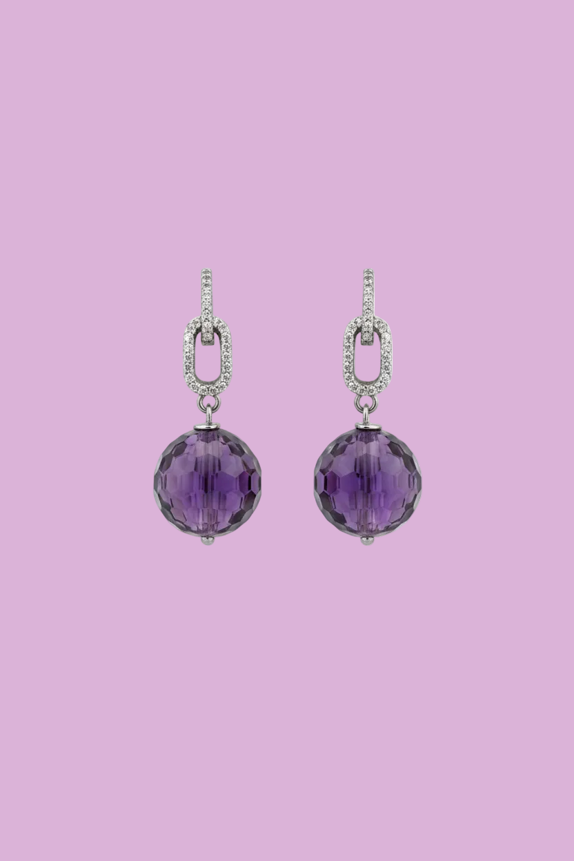 Orecchini  -  sfera ametista e argento 925