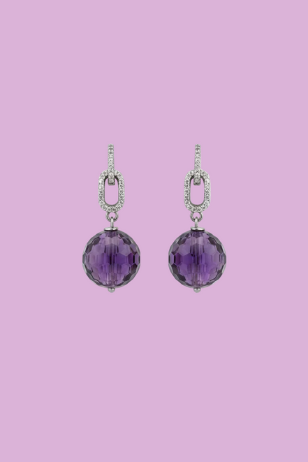 Orecchini  -  sfera ametista e argento 925
