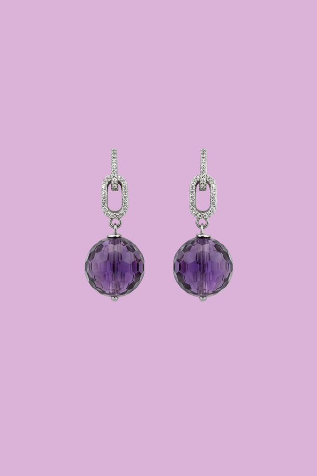 Orecchini  -  sfera ametista e argento 925