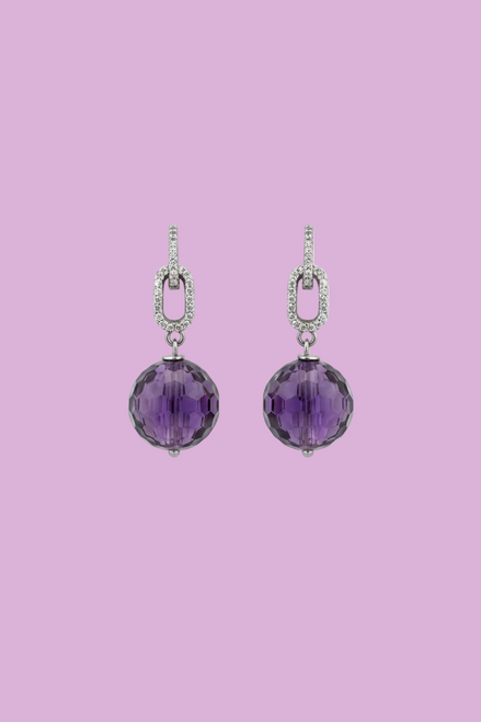 Orecchini  -  sfera ametista e argento 925