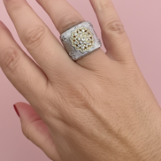 Anello KERALA fascia con filigrana e zirconi