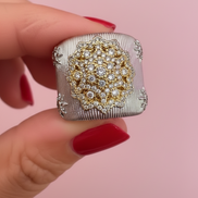 Anello KERALA fascia con filigrana e zirconi