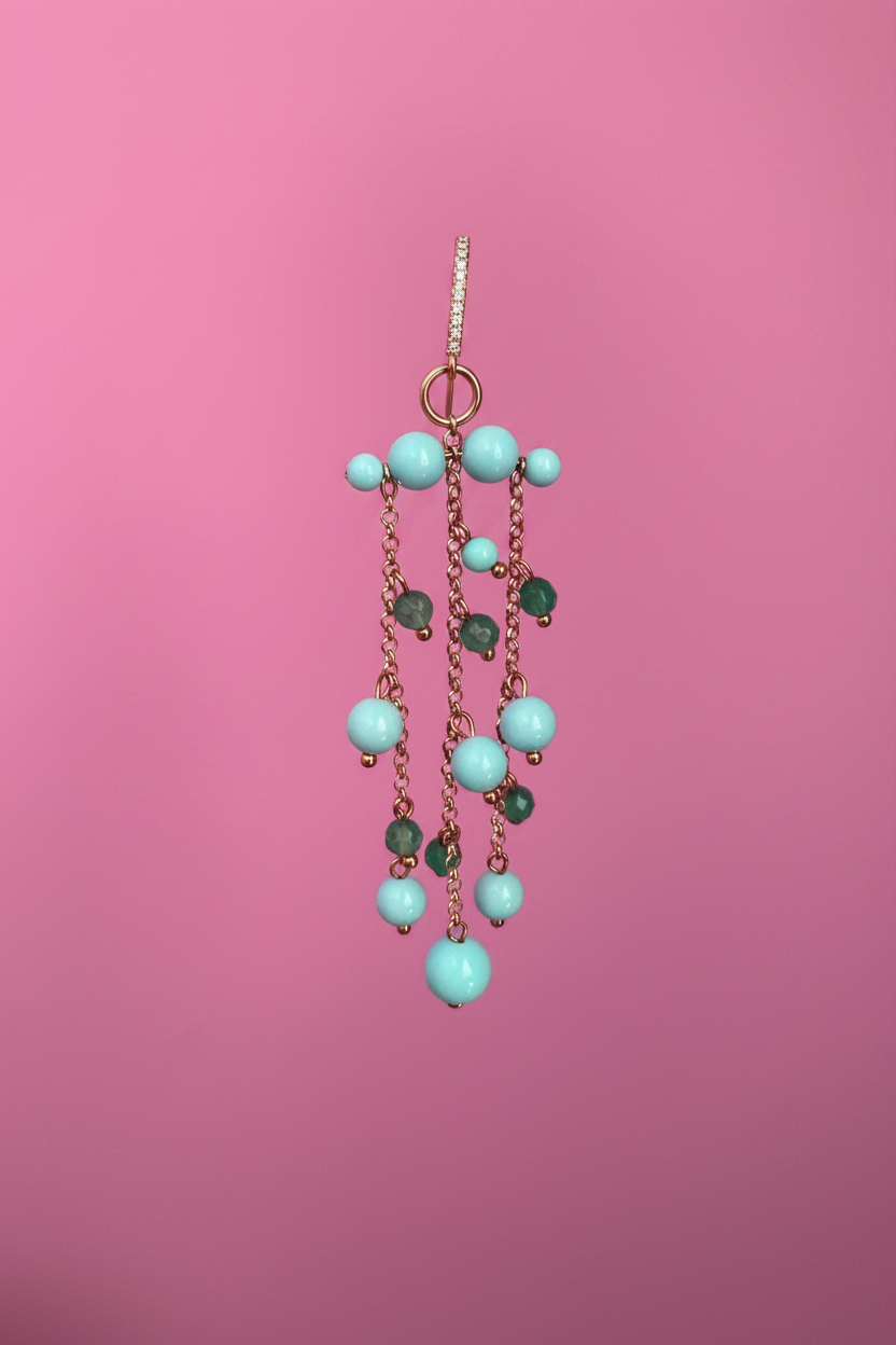Chandelier - Orecchini con cascata di turchese e agata verde