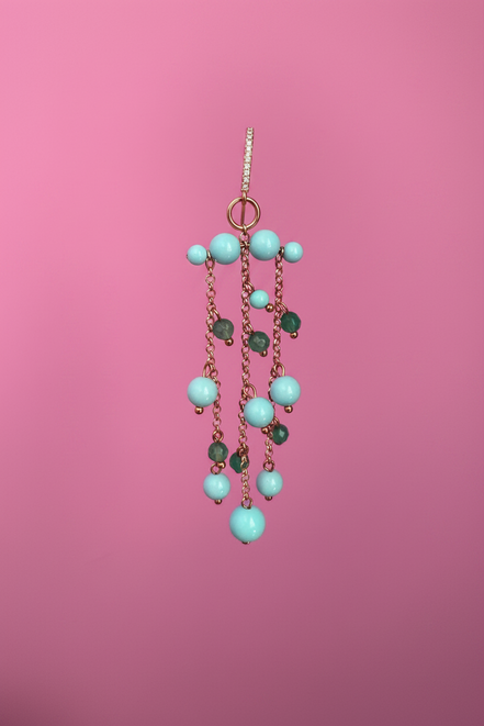 Chandelier - Orecchini con cascata di turchese e agata verde