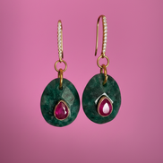 Orecchini  Collezione JAIPUR- giada verde e ruby incastonata
