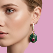Orecchini  Collezione JAIPUR- giada verde e ruby incastonata