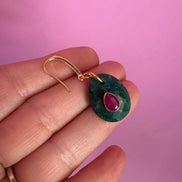 Orecchini  Collezione JAIPUR- giada verde e ruby incastonata