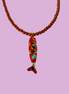 Collana POISSONS - Corallo rosso mm 4 - chiusura argento 925 -  pesciolino
