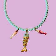 Collana POISSONS - turchese mm 4 - chiusura argento 925 -  pesciolini