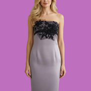 Jane Austen - Abito Bustier in raso lilla con decorazione ricamo