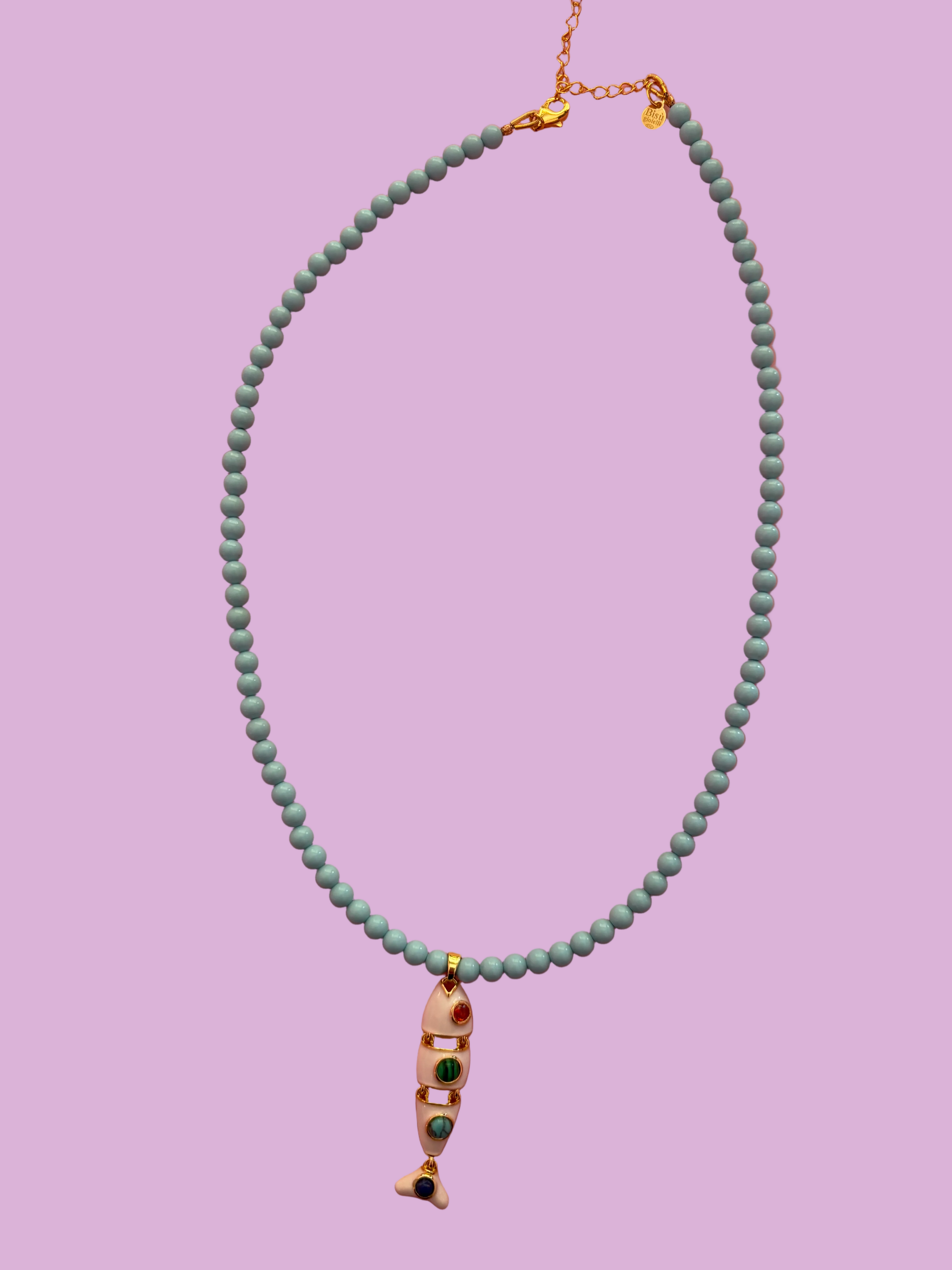 Collana POISSONS - turchese mm 4 - chiusura argento 925 -  pesciolino