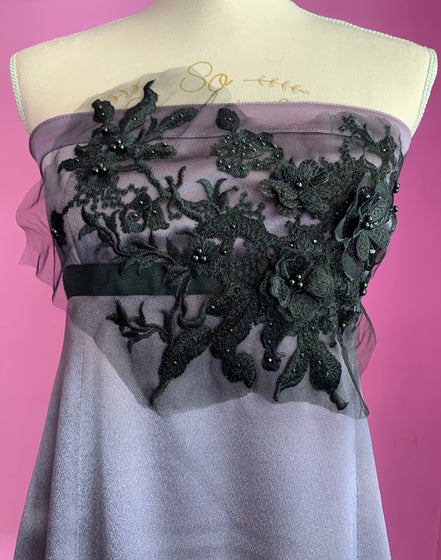 Jane Austen - Abito Bustier in raso lilla con decorazione ricamo
