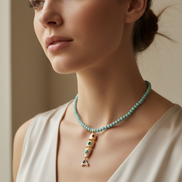 Collana POISSONS - turchese mm 4 - chiusura argento 925 -  pesciolino