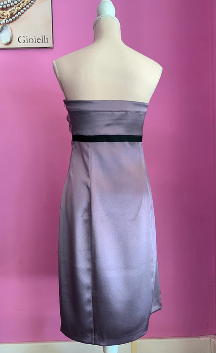 Jane Austen - Abito Bustier in raso lilla con decorazione ricamo