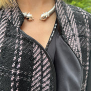Deauville Gilet tartan nero e lilla