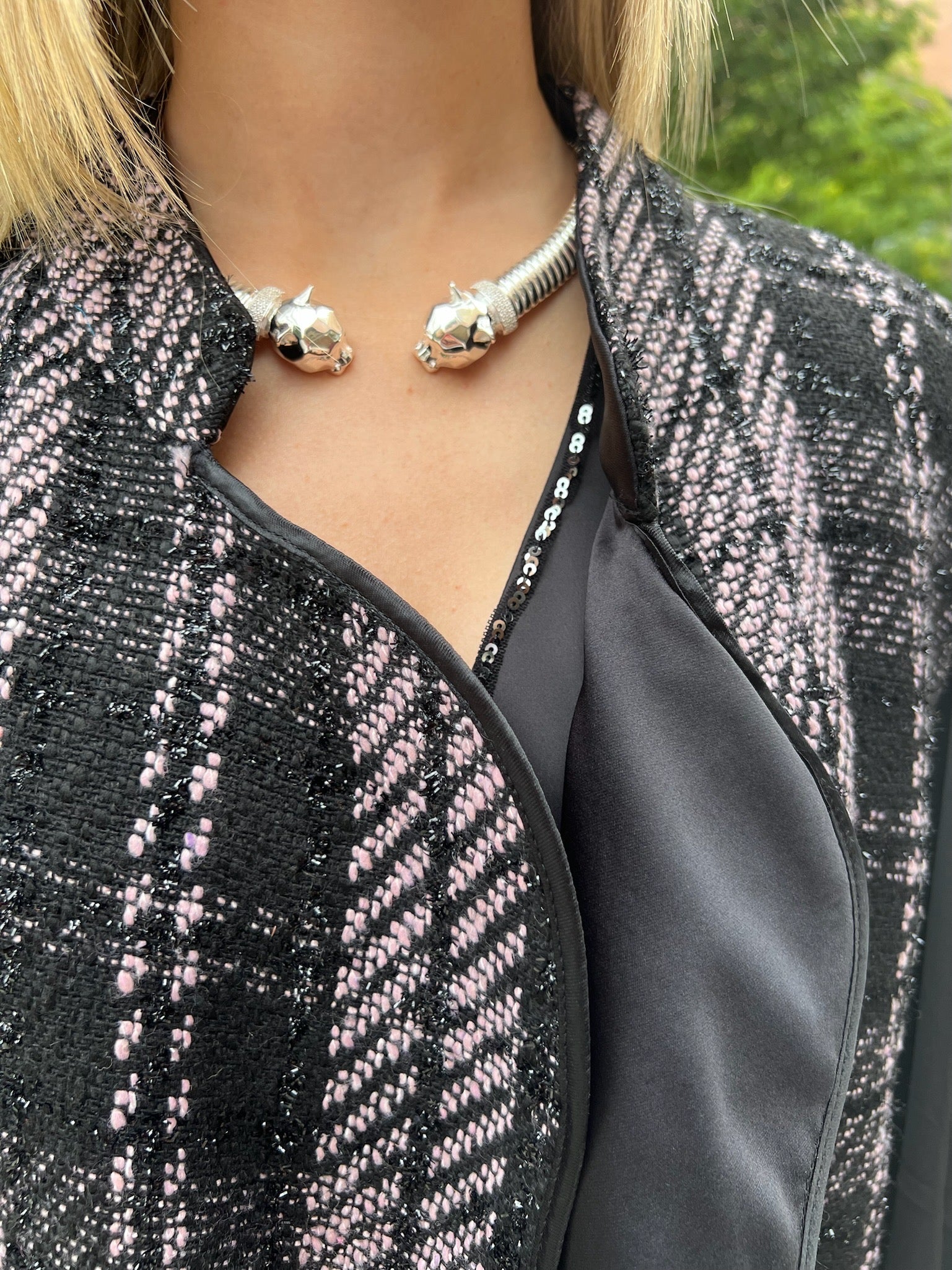 Deauville Gilet tartan nero e lilla