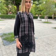 Deauville Gilet tartan nero e lilla
