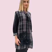 Deauville Gilet tartan nero e lilla