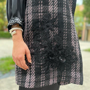 Deauville Gilet tartan nero e lilla