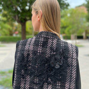 Deauville Gilet tartan nero e lilla