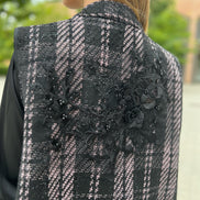 Deauville Gilet tartan nero e lilla