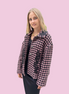 Céline - Jäckchen mit Godets in Rosa-Schwarz-Hahnentritt