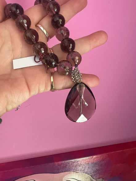 Collana con topazio fumè e pendente