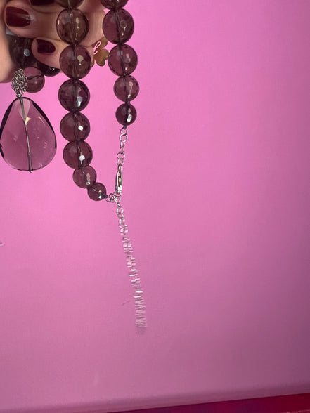 Collana con topazio fumè e pendente