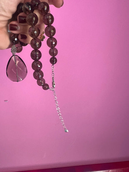 Collana con topazio fumè e pendente