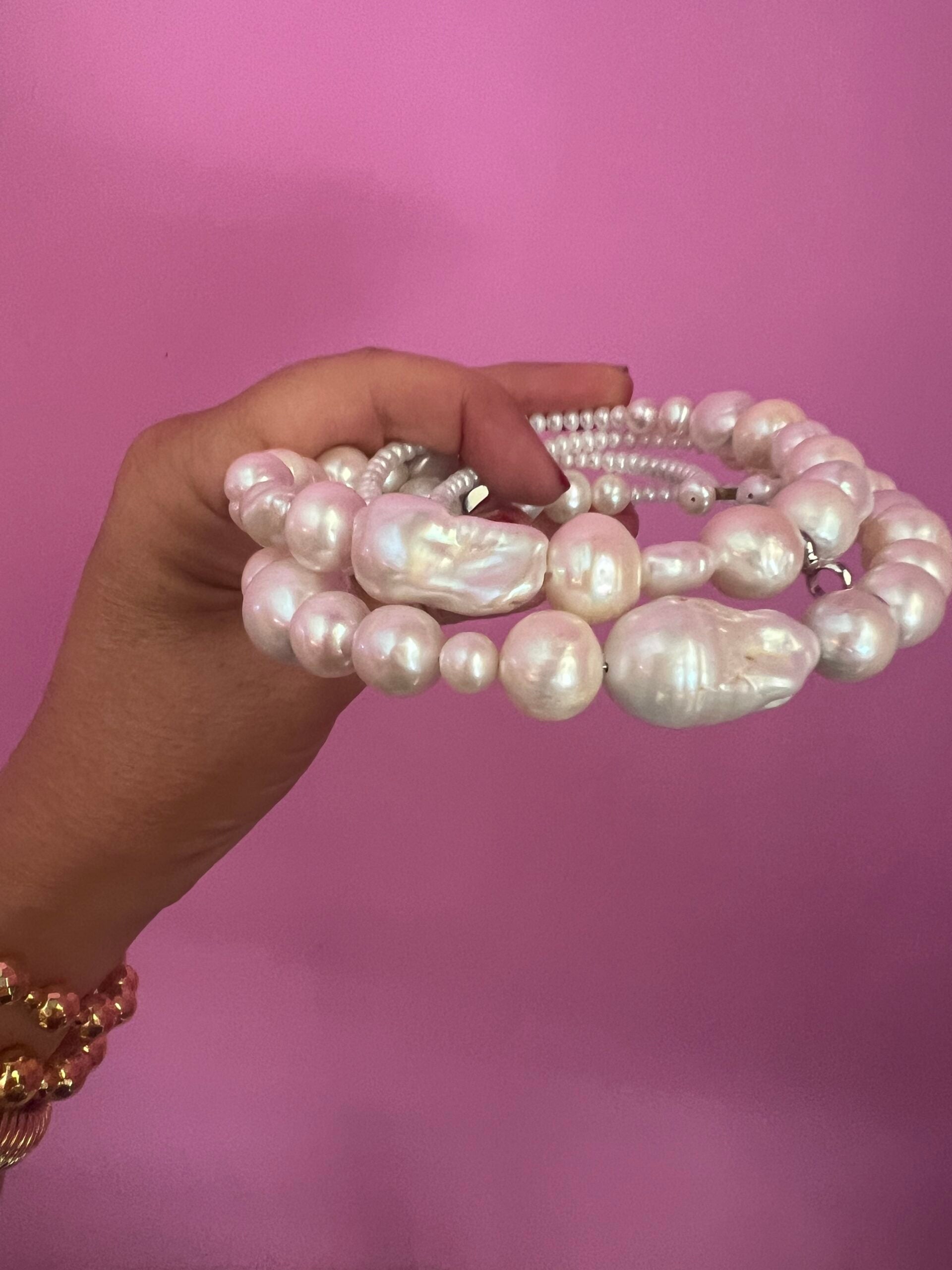 INCANTEVOLE -  Chocker  2 giri perle coltivate barocche