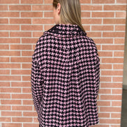 Céline - Jäckchen mit Godets in Rosa-Schwarz-Hahnentritt